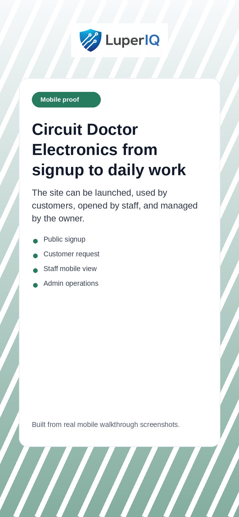 Mobile Electronics Repair workflow walkthrough preview