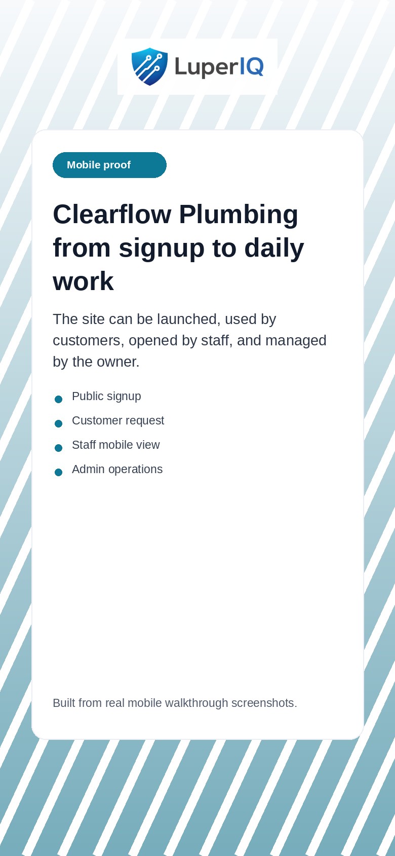 Mobile Plumbing workflow walkthrough preview